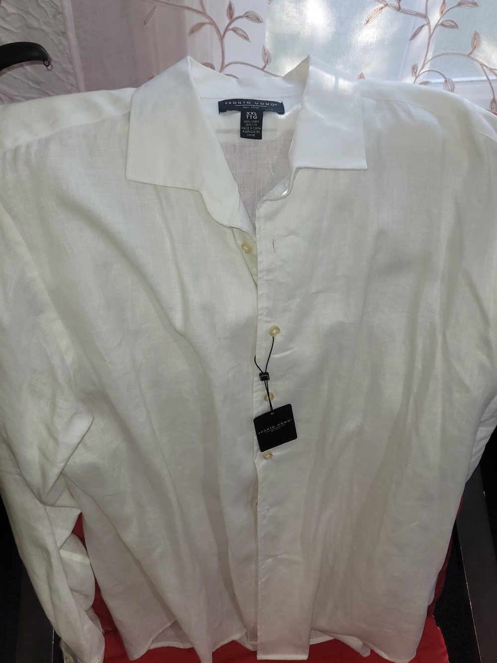 Pronto Uomo Men's White Linen Button-Up Shirt